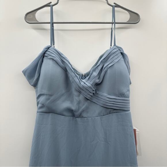 Birdy Grey Spence Convertible Chiffon Bridesmaid Dress in Dusty Blue Sz M NEW - Picture 4 of 9